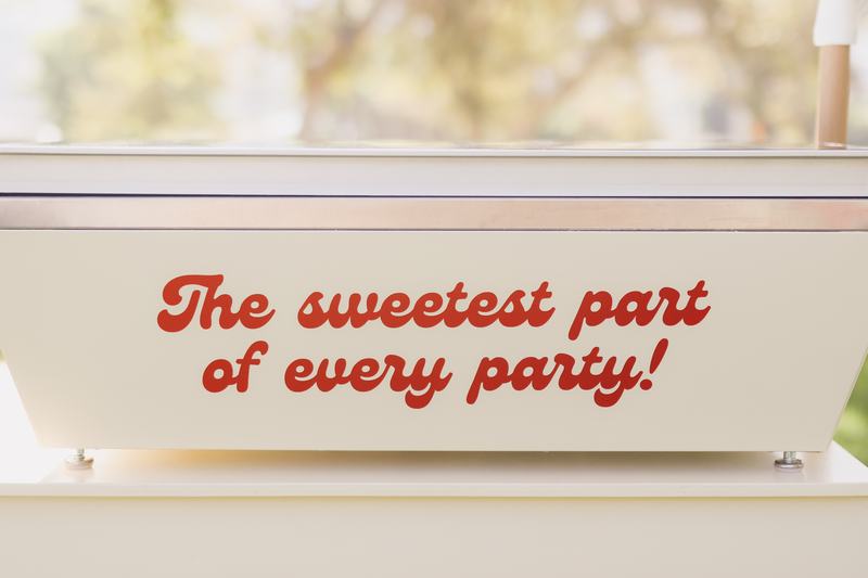 Dream Cream cart signage reading The sweetest part of every party